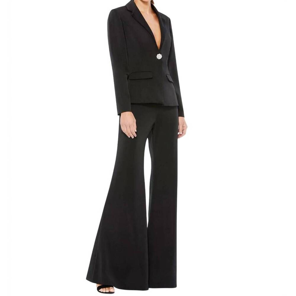 NEW MAC DUGGAL two piece formal evening pant suit in black